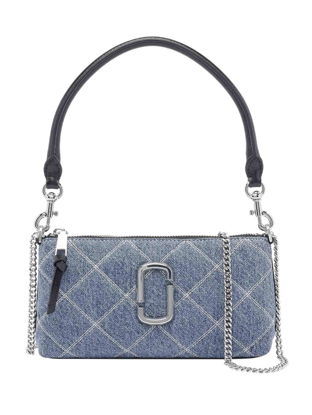 MARC JACOBS Denim Quilted Convertible Bag with Silver Hardware
